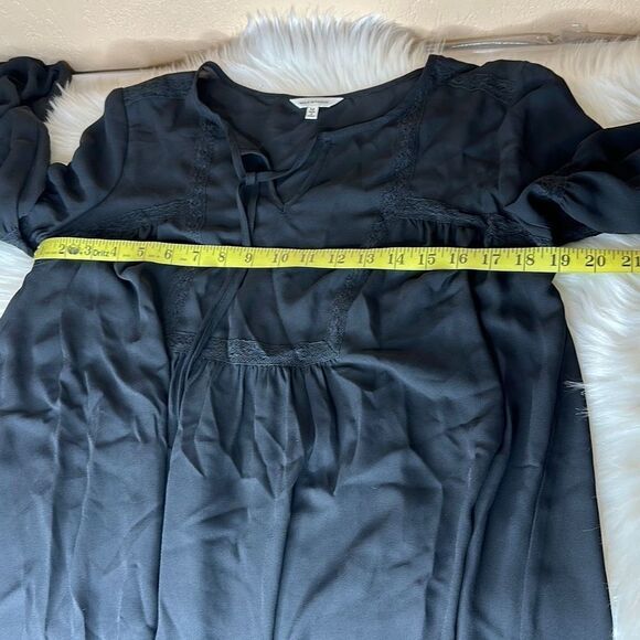 Max Studio Sheer Black Long Sleeve Tunic Top Size Medium - Picture 6 of 11